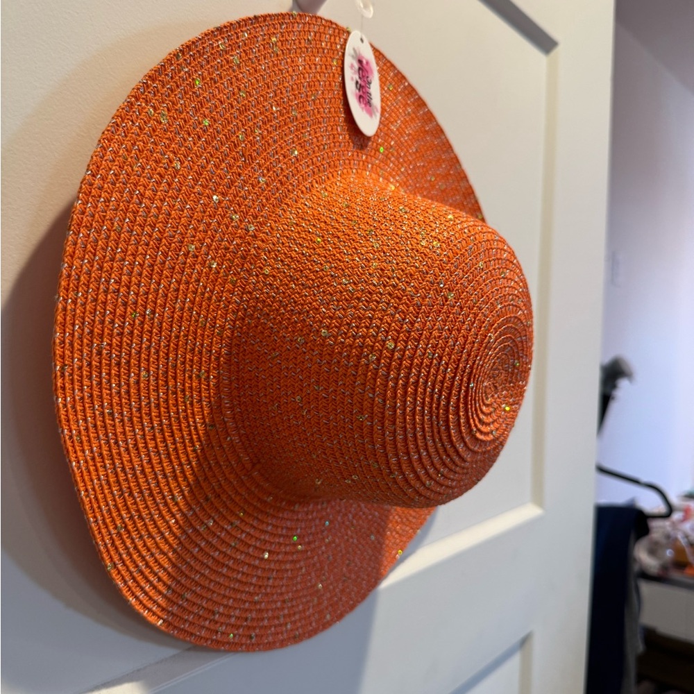 NWT Orange Wide-Brimmed Sun Hat - Picture 3 of 5